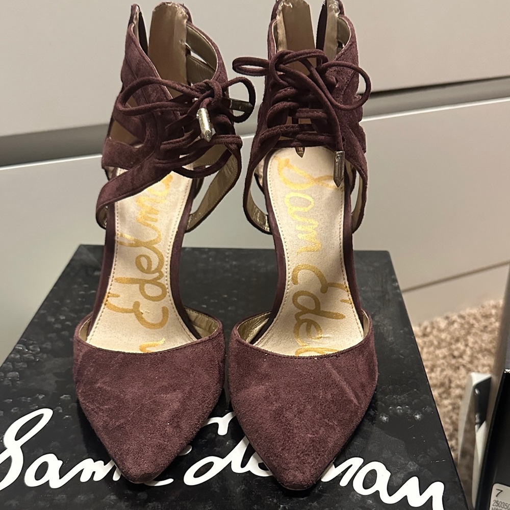 Sam Edelman Women's Dark Brown Suede Heels